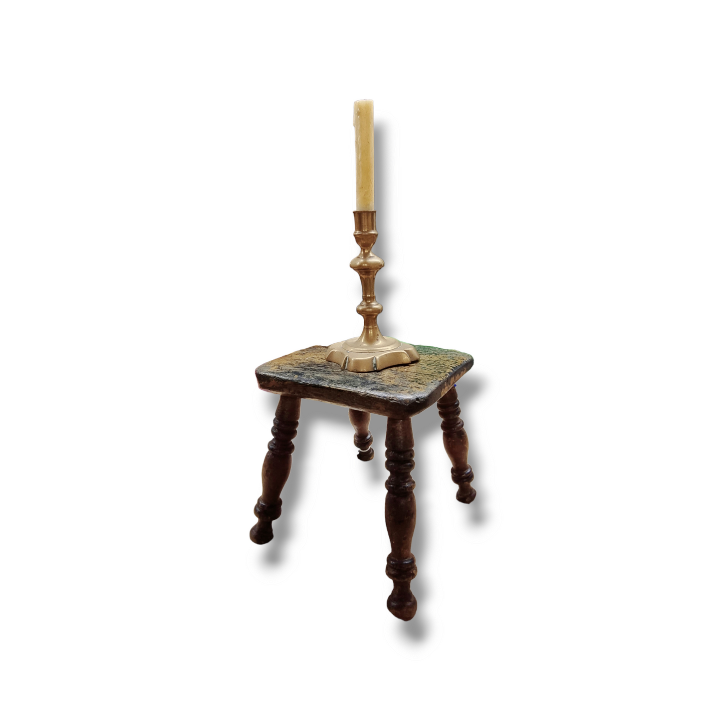 Early 19th Century George III Period English Antique Candlestand In Original Paint, Circa 1800-1810