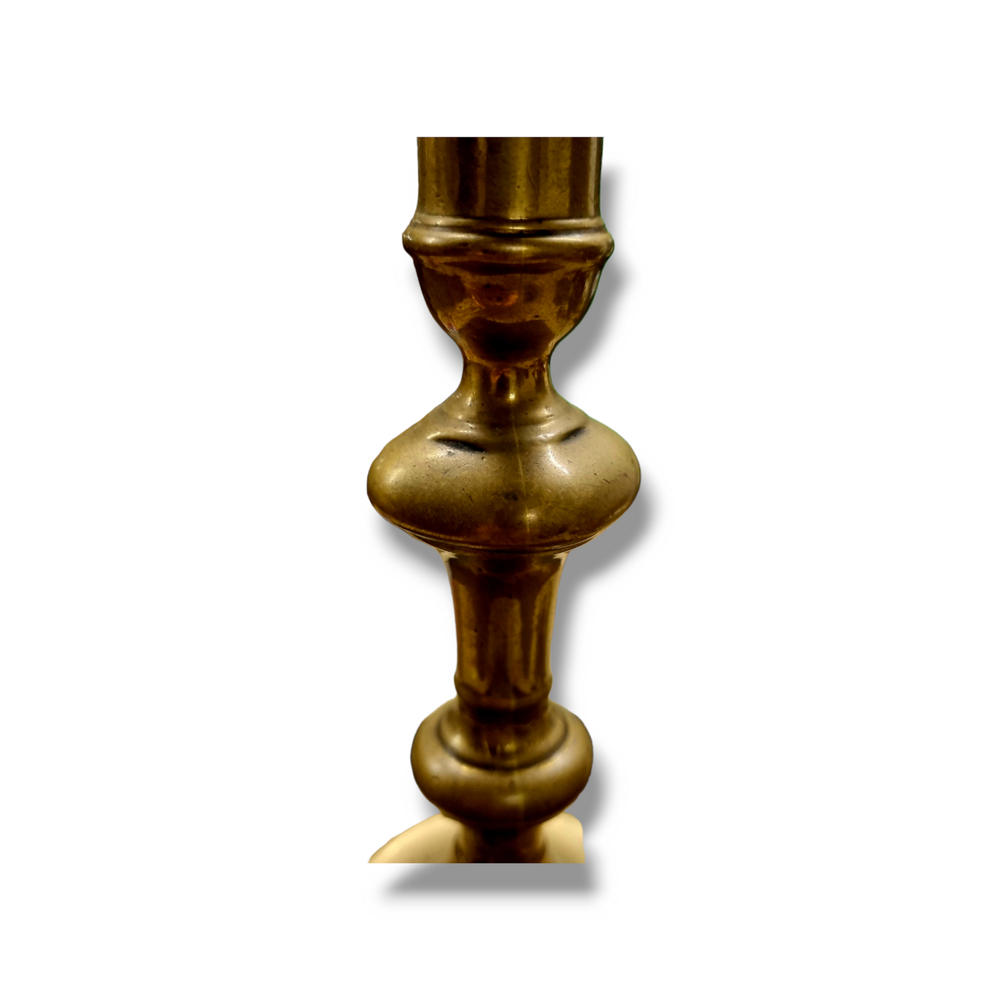 Mid 18th Century English Brass Seamed Candlestick – Double-Knopped Stem, Circa 1745–1765
