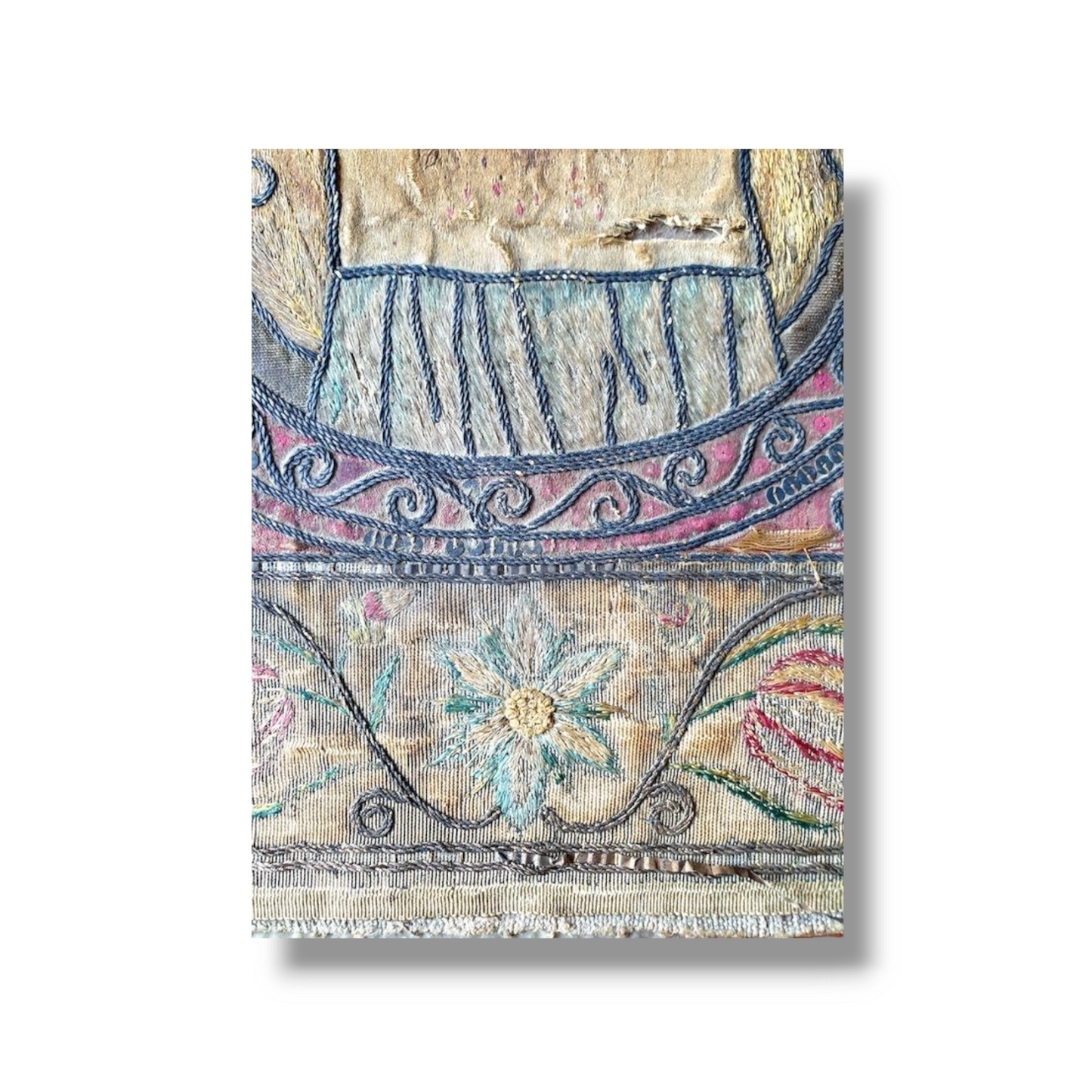 Early 17th Century English Antique Embroidered Panel Depicting an Angel Holding a Shroud with the Image of Christ