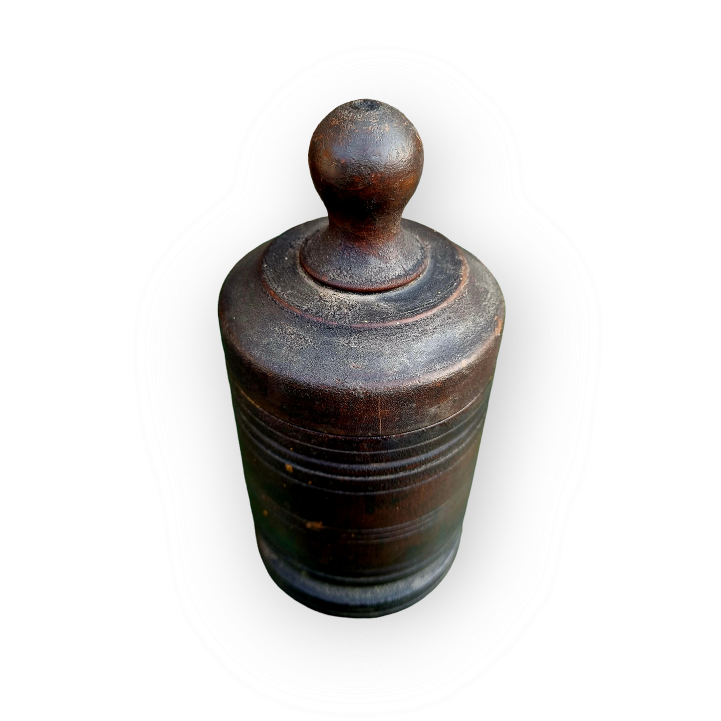 Late 18th Century English Antique Treen Dry Goods Jar With Original Lid