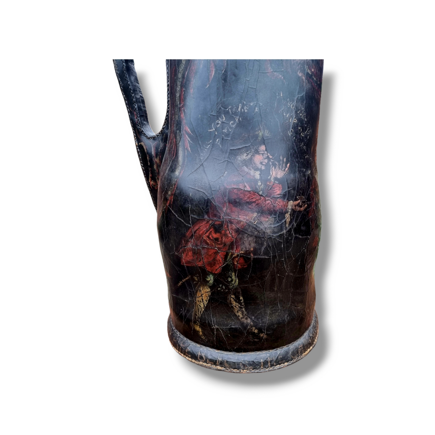 Large & Impressive Early 18th Century English Antique Leather Bombard / Jug