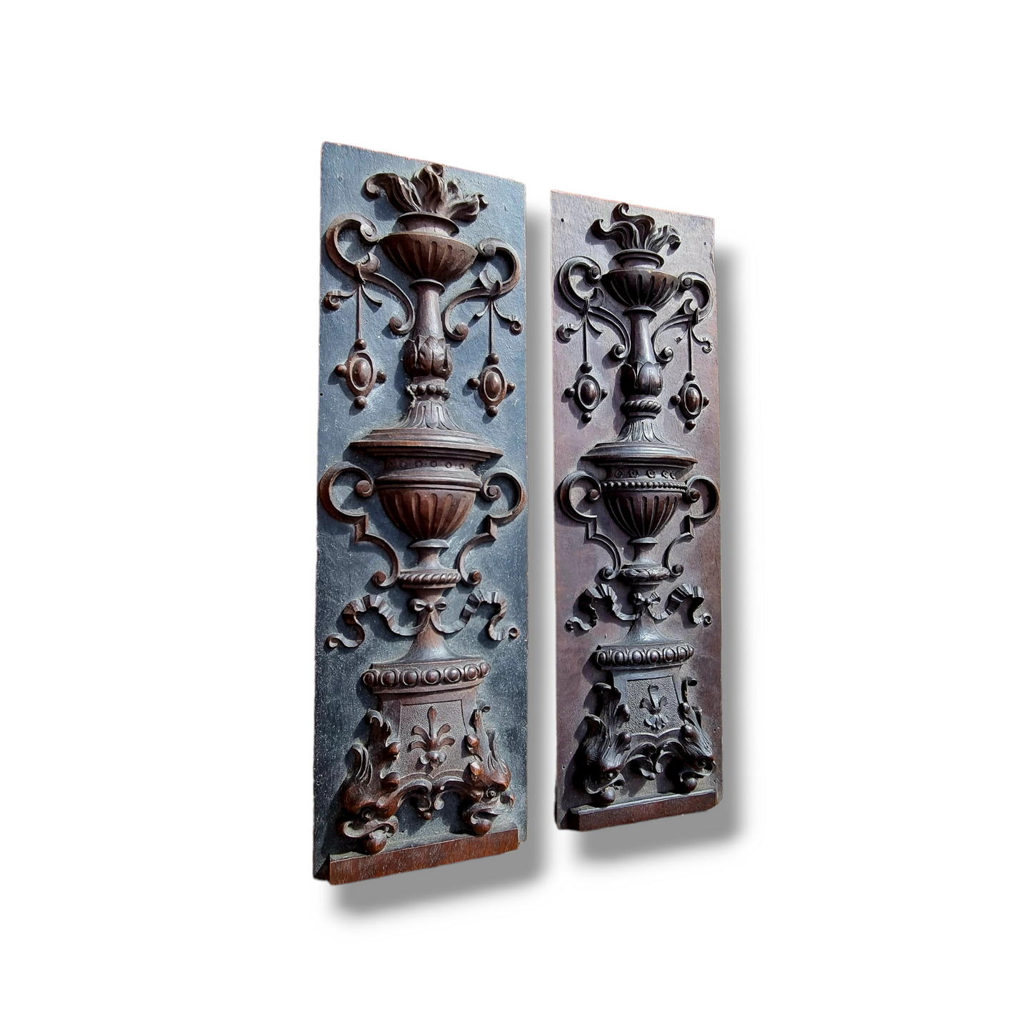 Pair of Late 18th Century Antique Carved Walnut Neo-Classical Panels