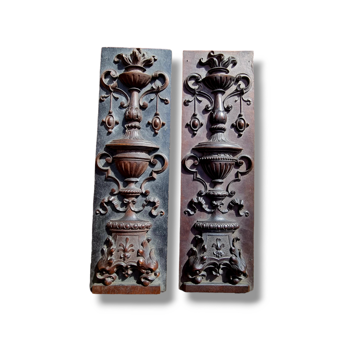 Pair of Late 18th Century Antique Carved Walnut Neo-Classical Panels