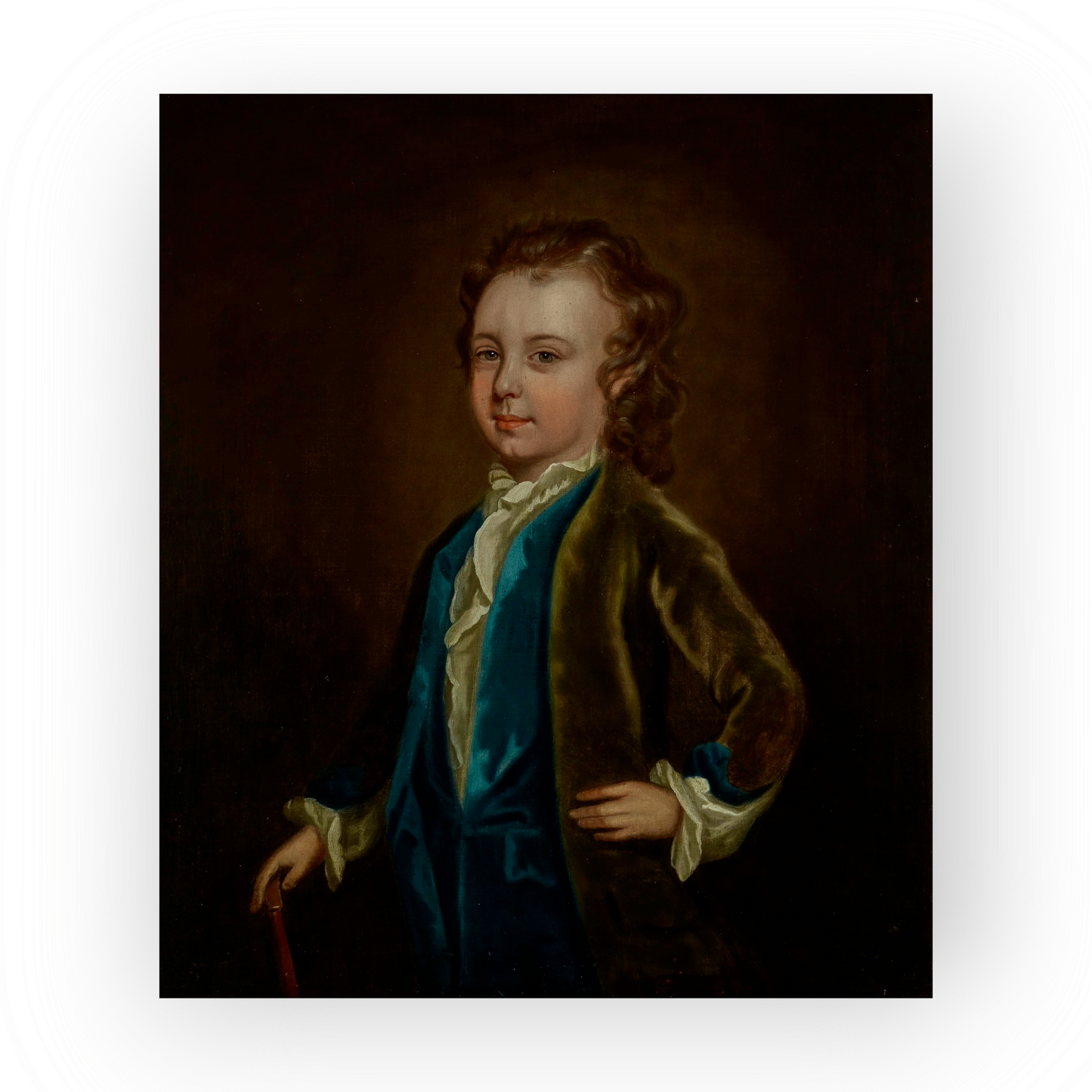 Circle of Thomas Hudson (1701-1779) - 18th Century English School Antique Oil On Canvas Portrait Painting Of A Young Boy