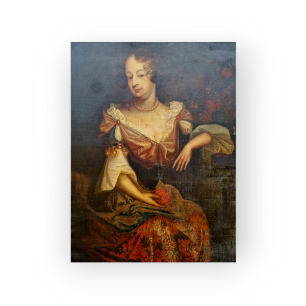 Offered for sale in "Attic Found" condition - A mid-17th Century English School antique oil on canvas of an aristocratic lady, circa 1660