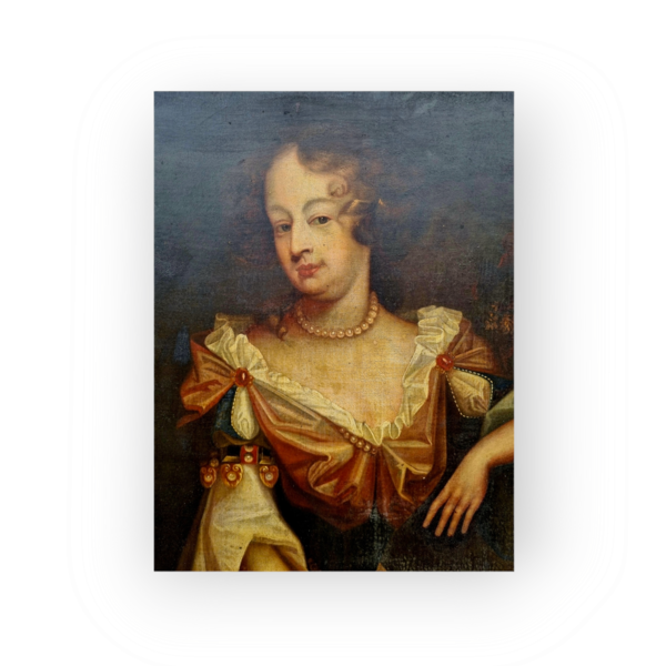 Offered for sale in "Attic Found" condition - A mid-17th Century English School antique oil on canvas of an aristocratic lady, circa 1660