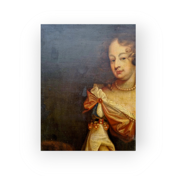 Offered for sale in "Attic Found" condition - A mid-17th Century English School antique oil on canvas of an aristocratic lady, circa 1660