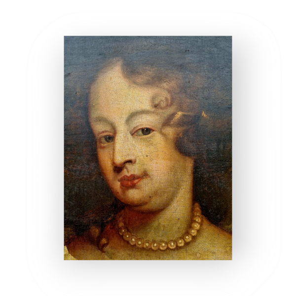 Offered for sale in "Attic Found" condition - A mid-17th Century English School antique oil on canvas of an aristocratic lady, circa 1660