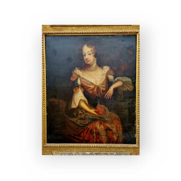 Offered for sale in "Attic Found" condition - A mid-17th Century English School antique oil on canvas of an aristocratic lady, circa 1660