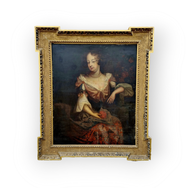 Offered for sale in "Attic Found" condition - A mid-17th Century English School antique oil on canvas of an aristocratic lady, circa 1660