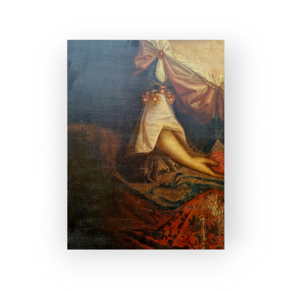 Offered for sale in "Attic Found" condition - A mid-17th Century English School antique oil on canvas of an aristocratic lady, circa 1660