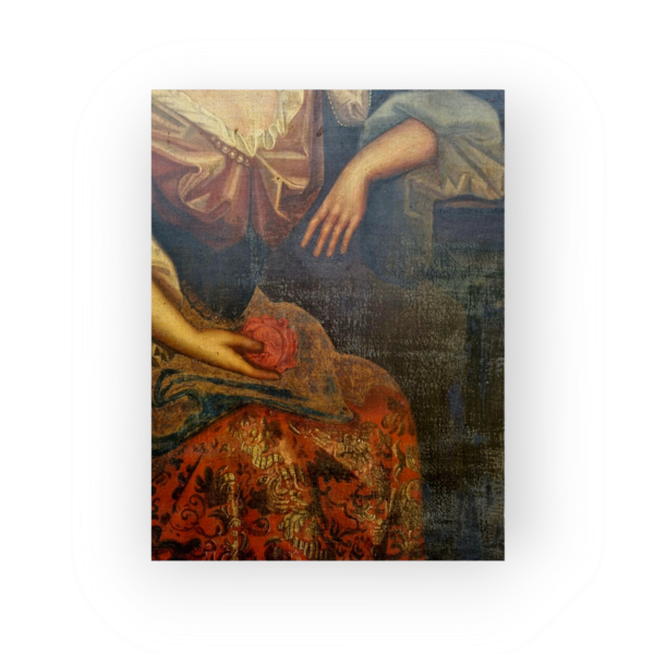 Offered for sale in "Attic Found" condition - A mid-17th Century English School antique oil on canvas of an aristocratic lady, circa 1660