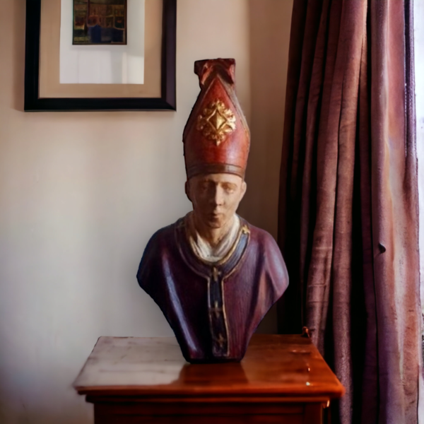 18th Century Italian Life-Size Antique Carved Lime Wood Bust Of A Saint Januarius, Patron Saint of Naples