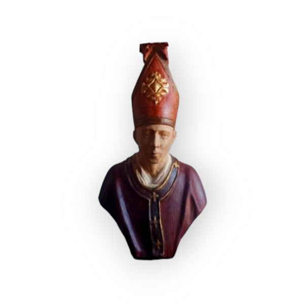 18th Century Italian Life-Size Antique Carved Lime Wood Bust Of A Saint Januarius, Patron Saint of Naples