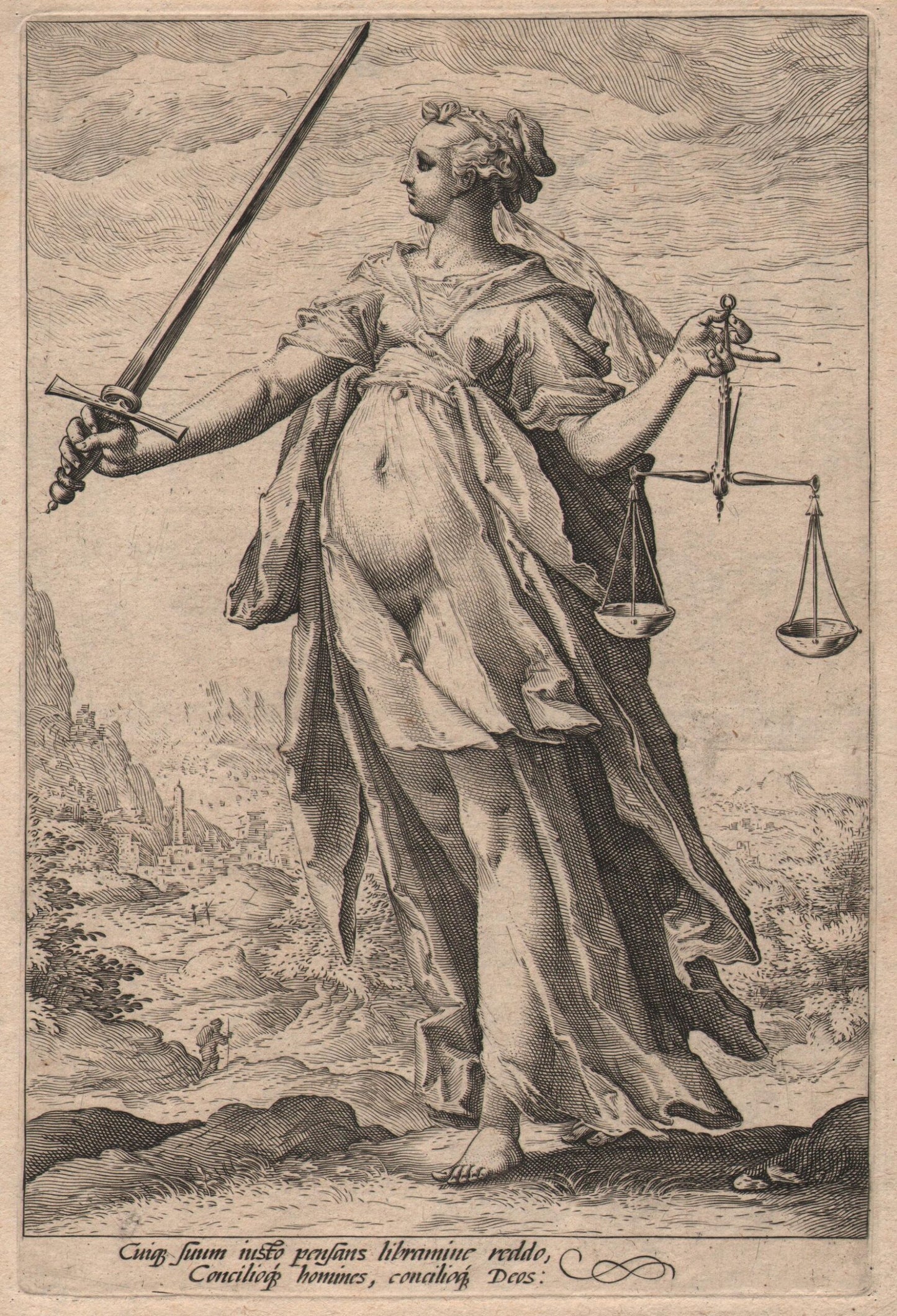 Late 16th Century Dutch Carved Oak Portrait Panel – “Justice” After Goltzius