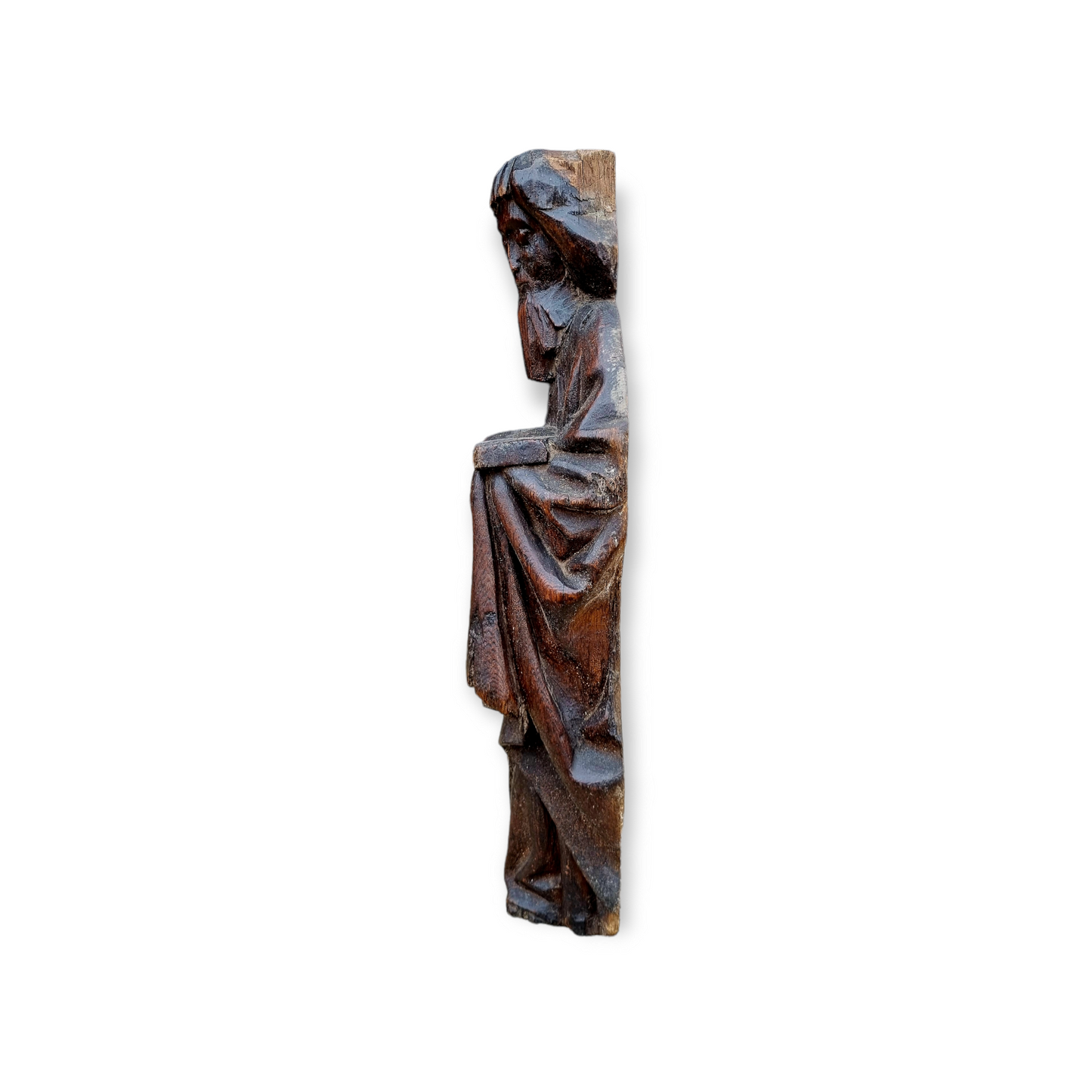 15th Century English Antique Carved Oak Figure of a Saint, Possibly Saint Paul, Attributed to East Anglia