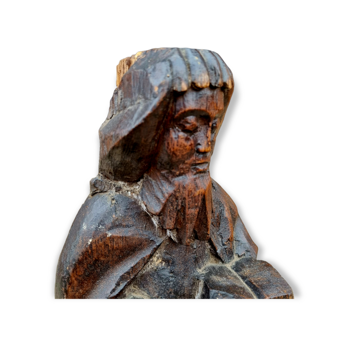15th Century English Antique Carved Oak Figure of a Saint, Possibly Saint Paul, Attributed to East Anglia