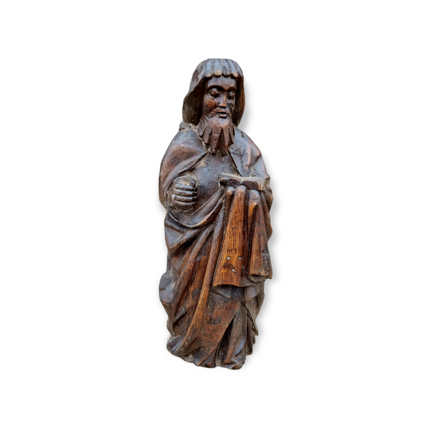 15th Century English Antique Carved Oak Figure of a Saint, Possibly Saint Paul, Attributed to East Anglia