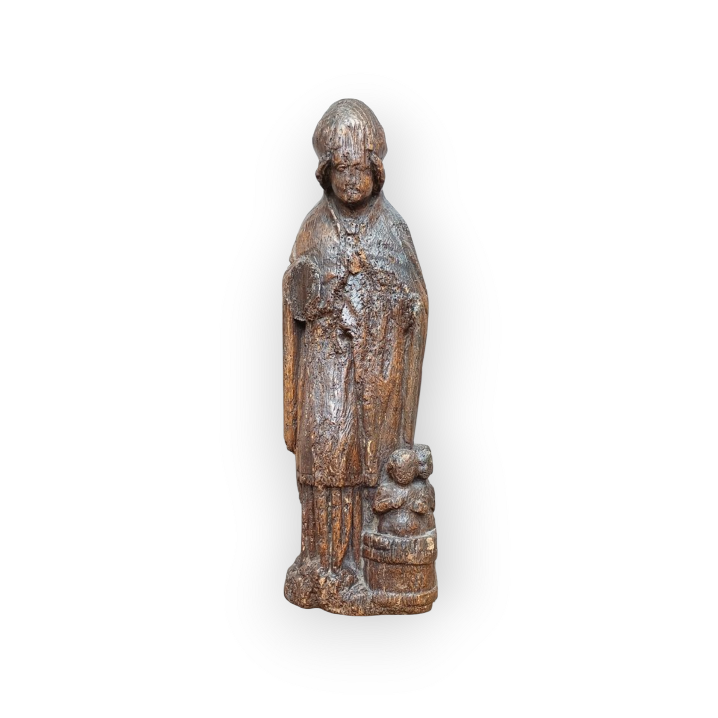 Late 15th-Century Antique Oak Statue of Saint Nicholas, Circa 1480