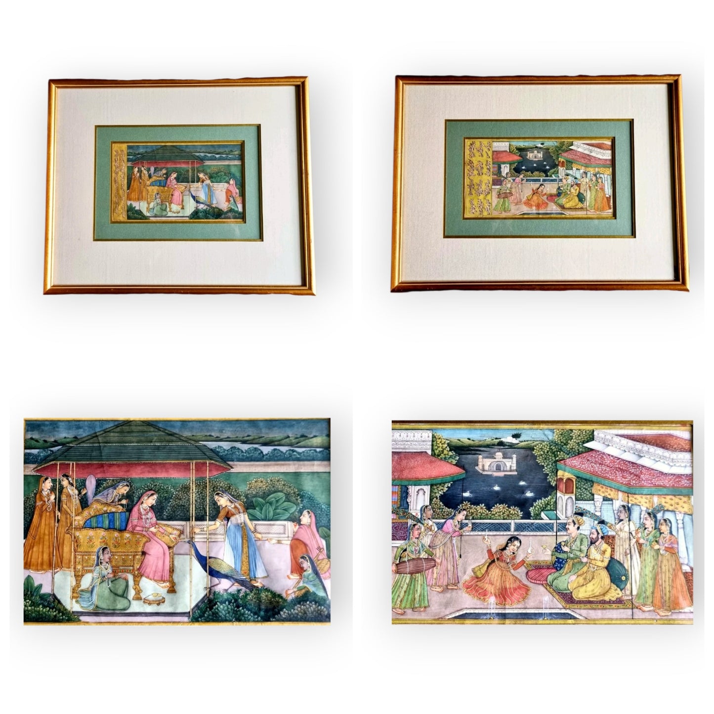 Mughal Empire Interest - A Fine Matched Pair of Early 19th Century Indian Antique Miniature Paintings of Marriage Scenes