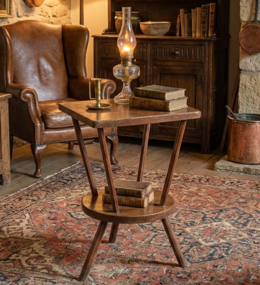 George III Period, English Antique Ash & Beech Cricket Table of Rare Form