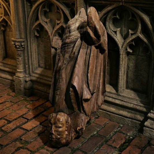 15th‑Century Antique Carved Oak Hammerbeam Figurehead – Medieval Architectural Sculpture