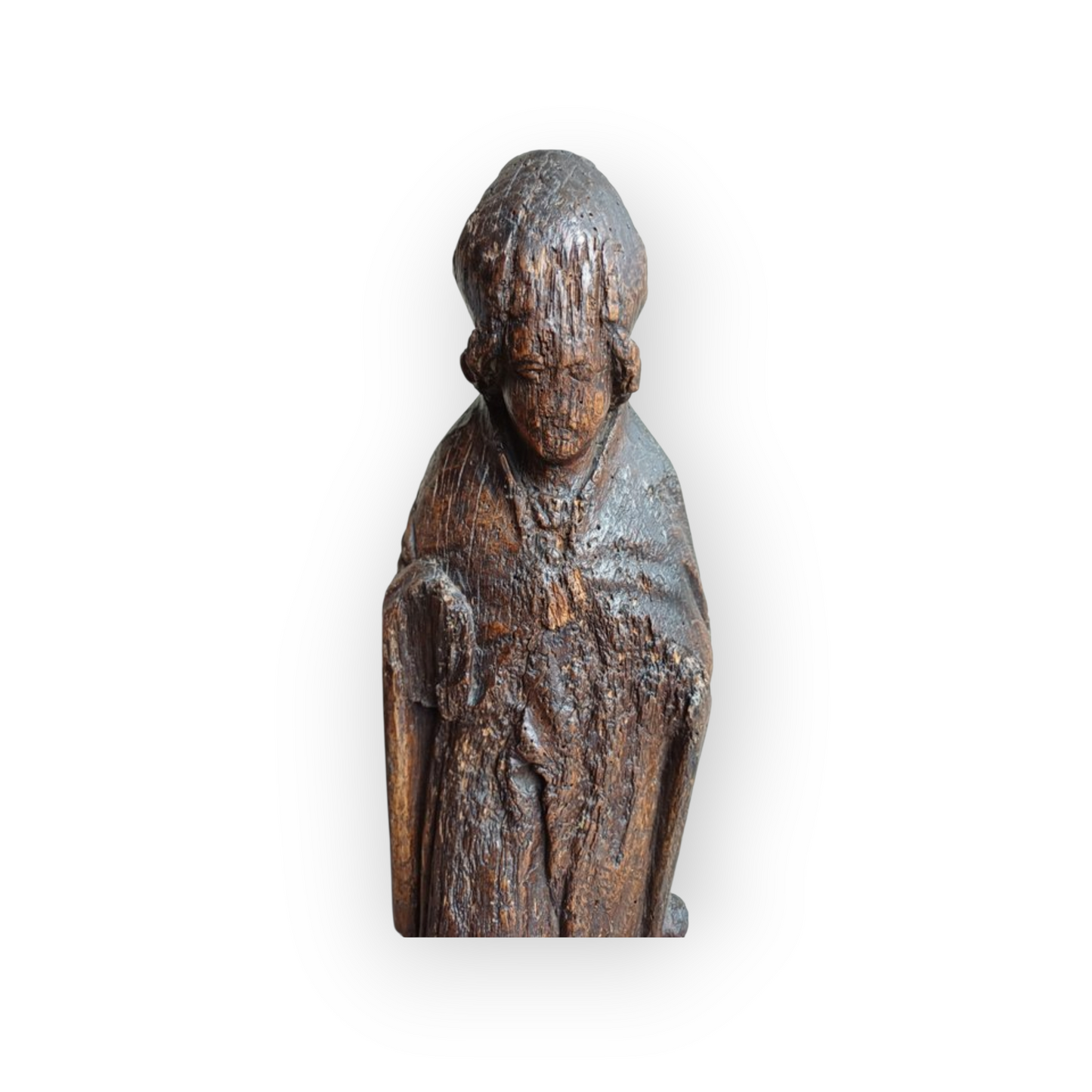 Late 15th-Century Antique Oak Statue of Saint Nicholas, Circa 1480