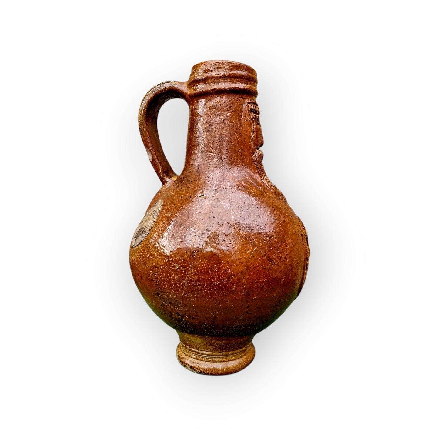 17th-Century German Antique Stoneware Bellarmine Jug or Bartmannkrug, circa 1620-1675, Bearing the Arms of Amsterdam