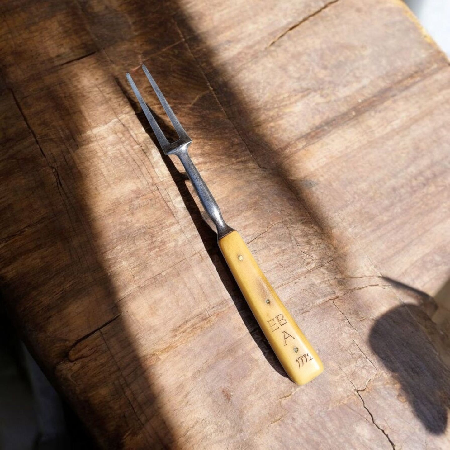 A Single 18th-Century English Antique Flatware Dining Fork Dated 1772