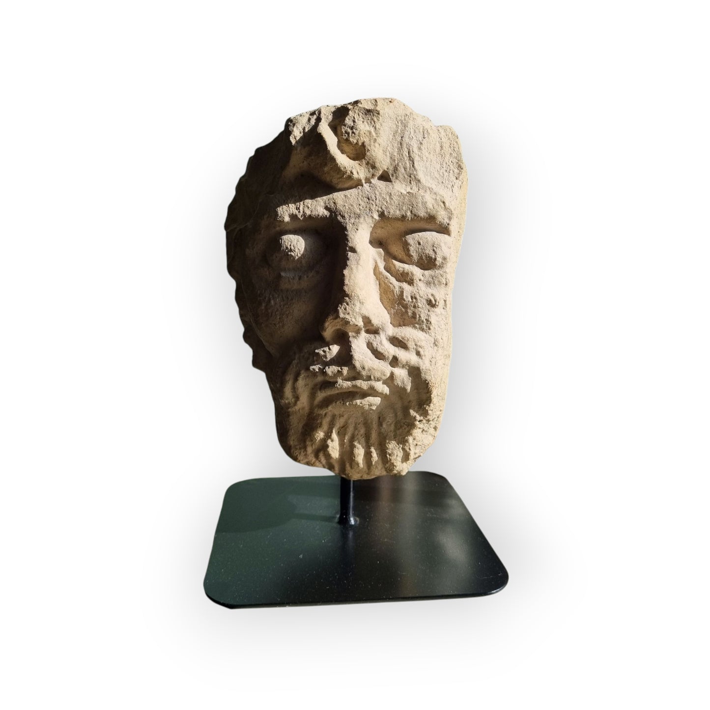 Primitive Medieval Antique Carved Limestone Head