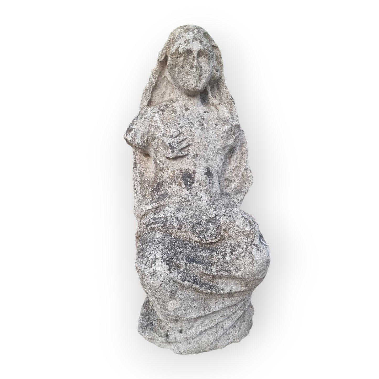 A 15th-Century Spanish Antique Carved Limestone Sculpture Of The Seated Virgin