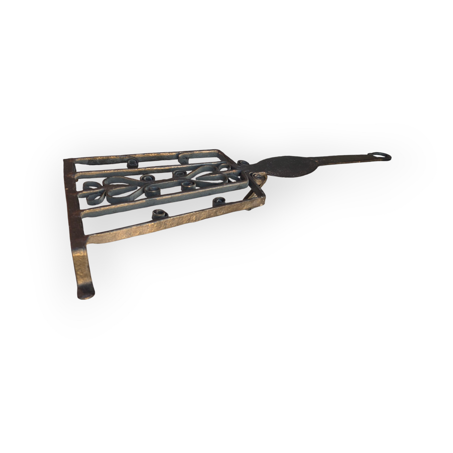 A Substantial Late 17th-century Antique Wrought Iron Trivet - Ornate English Hearth Ware