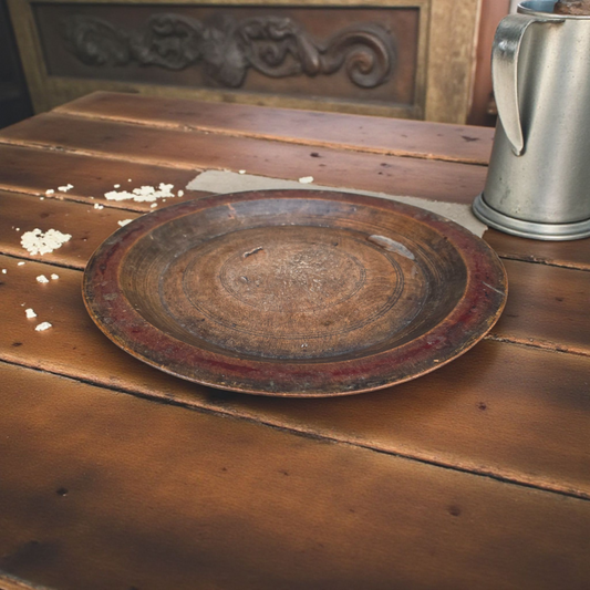 Antique Treen Plate | 18th Century Style Wooden Dish