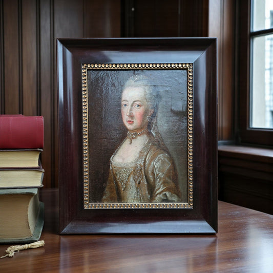 A Small 18th Century Continental School Antique Portrait of an Aristocratic Lady, circa 1760