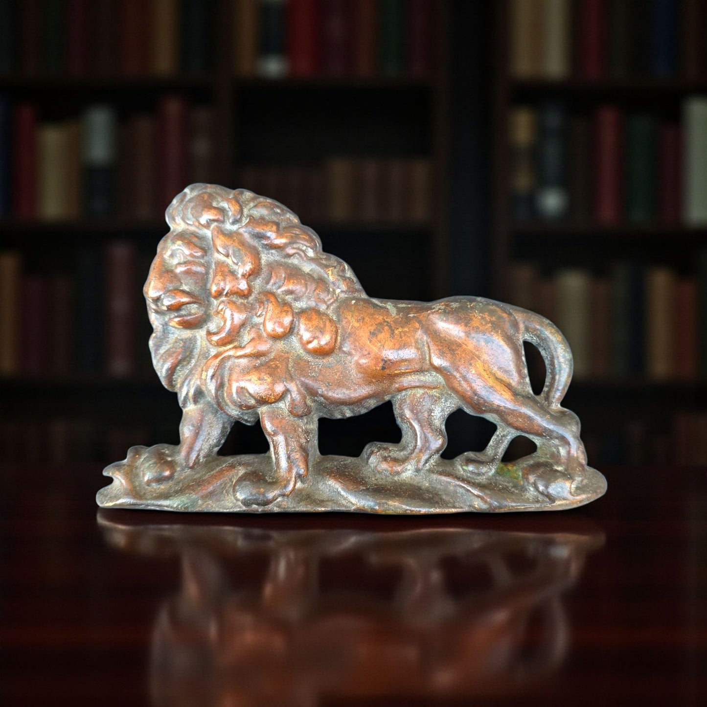 19th Century English Antique Brass Lion - Fireplace Overmantel Decoration