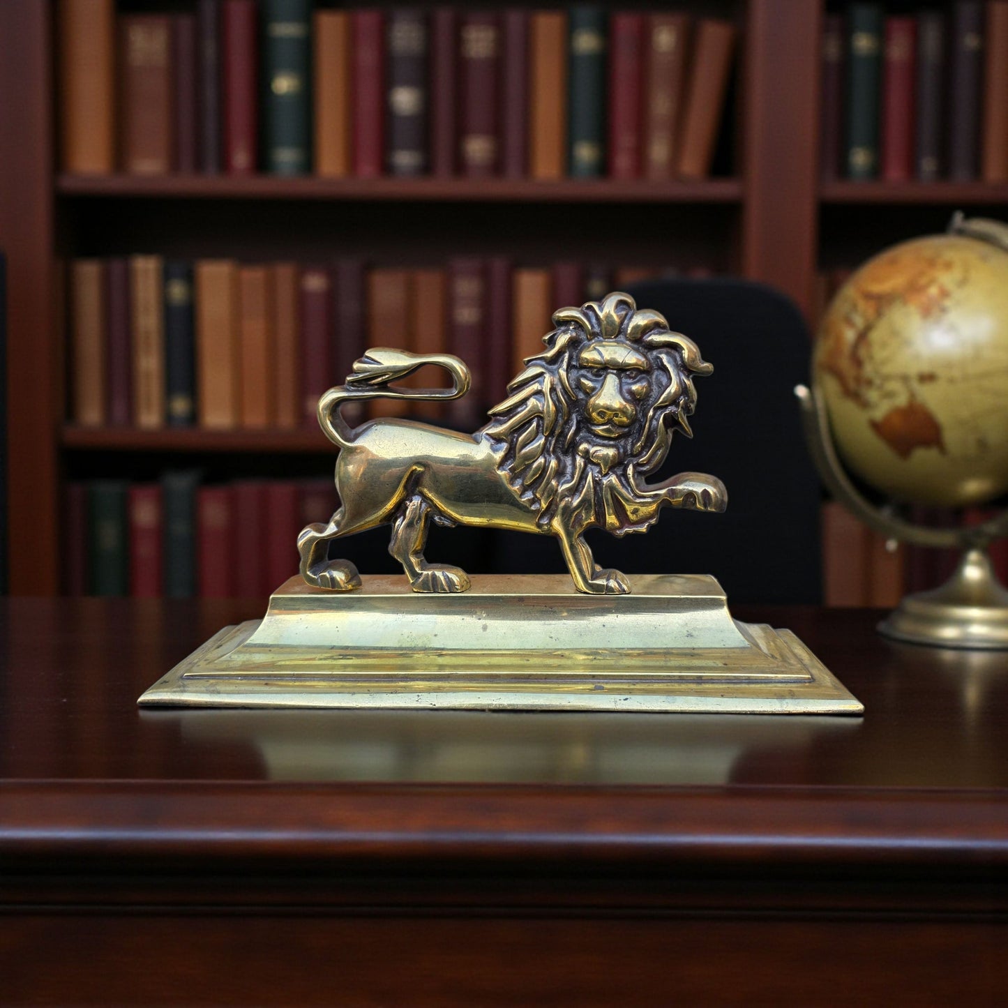 19th Century English Antique Brass Lion - Fireplace Overmantel Decoration