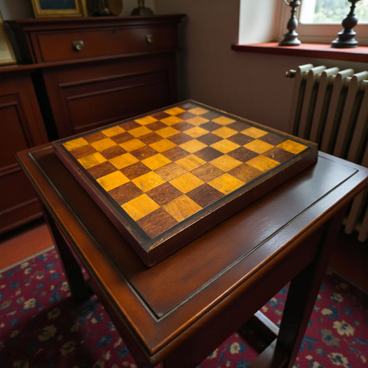 Late George III Period English Antique Treen / Wooden Chessboard, circa 1800