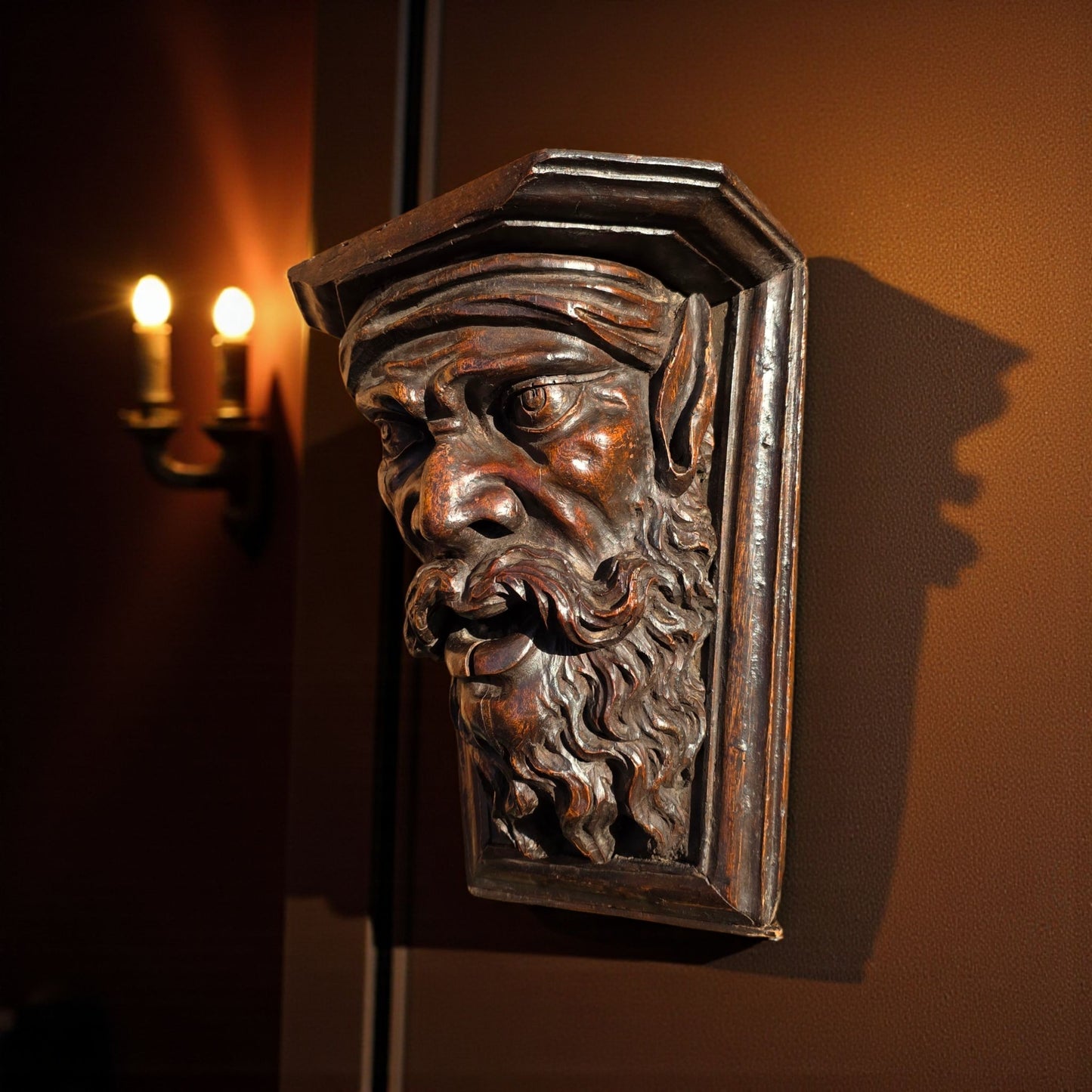 Large & Impressive 16th-Century Antique Carved Walnut Corbel