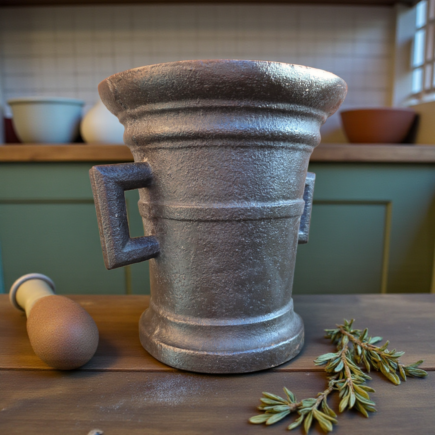 A Large 17th-Century German Antique Cast Iron Mortar