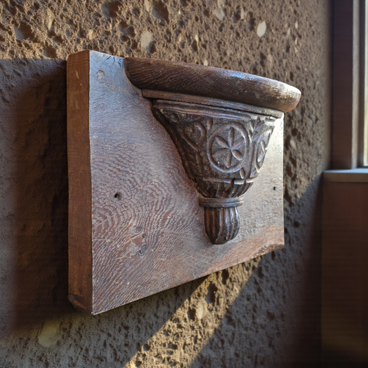 Late 15th‑Century / Early 16th-Century Antique Carved Oak Misericord – Simpler Gothic Form
