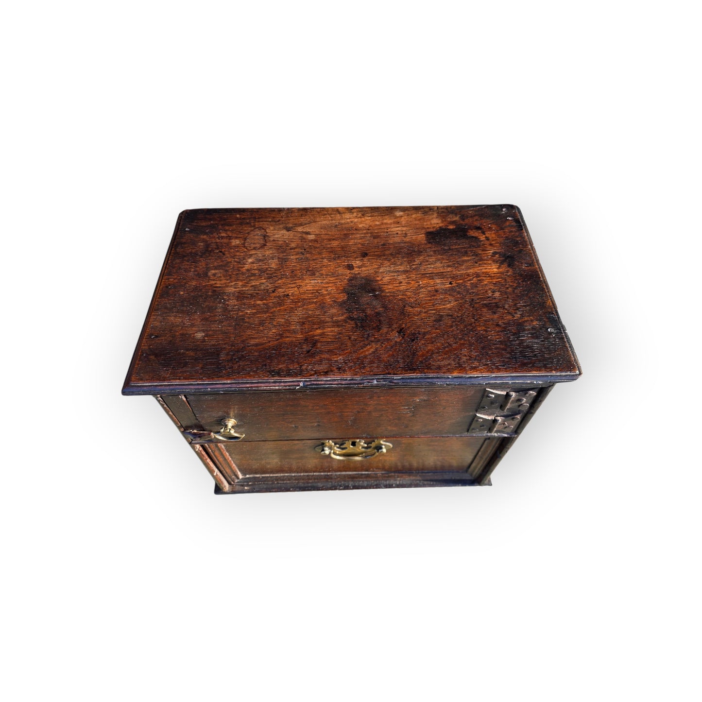 A Small Early 18th-Century English Antique Oak Spice Cupboard of Unusual Form