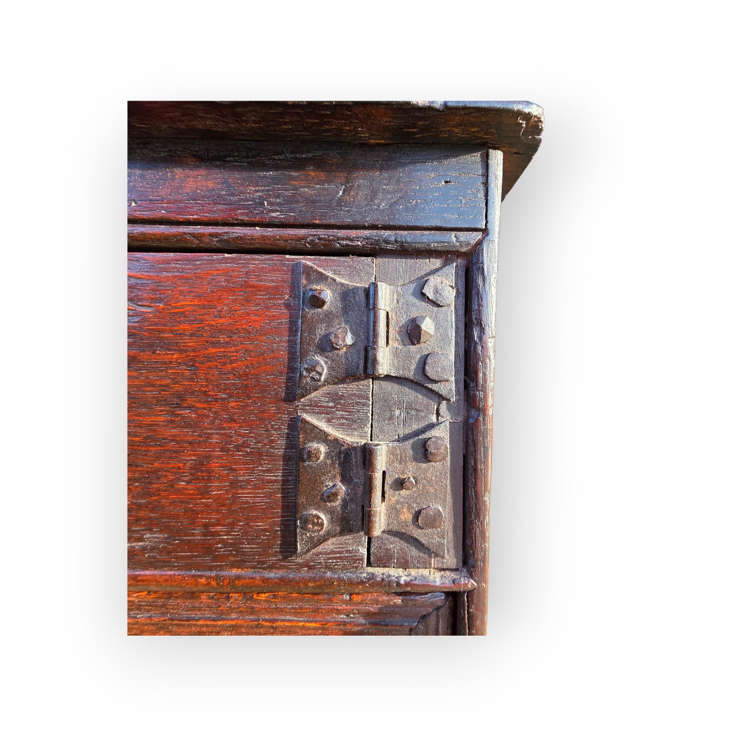 A Small Early 18th-Century English Antique Oak Spice Cupboard of Unusual Form