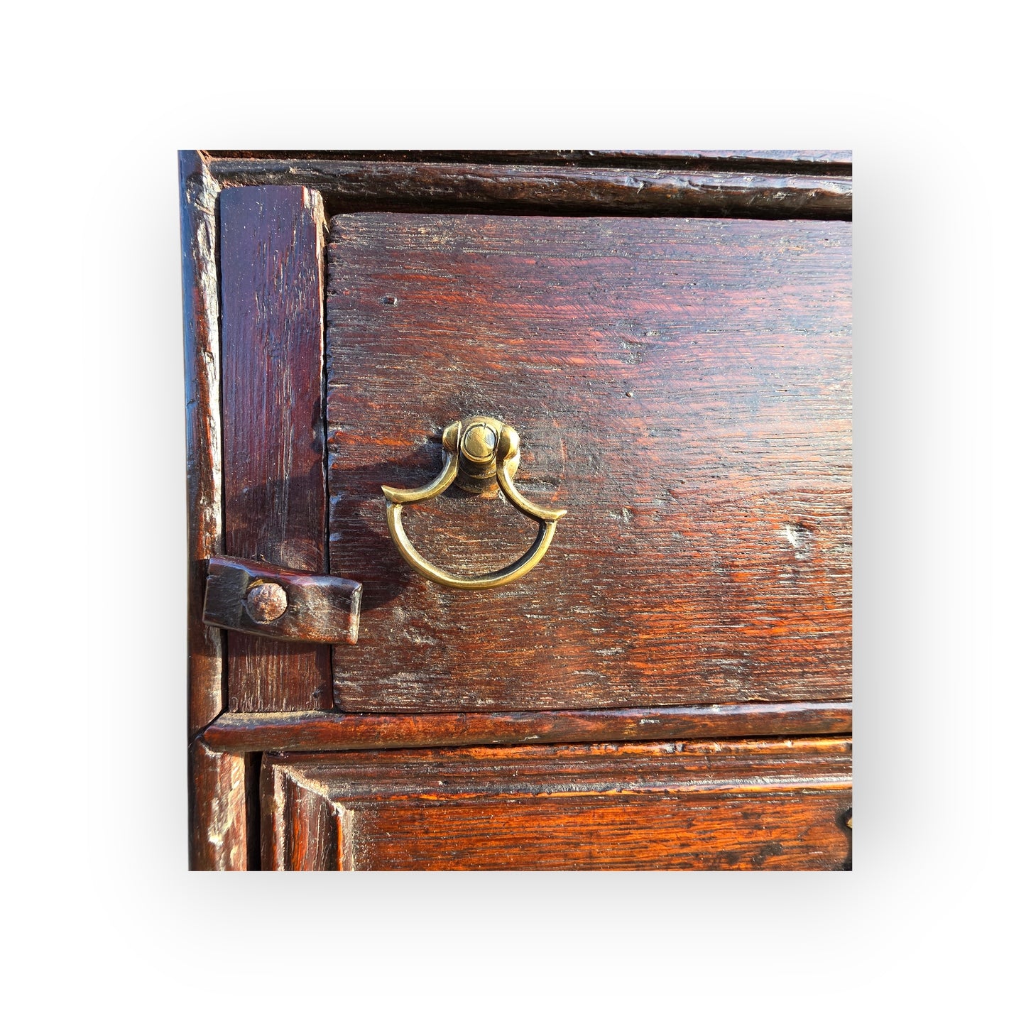 A Small Early 18th-Century English Antique Oak Spice Cupboard of Unusual Form