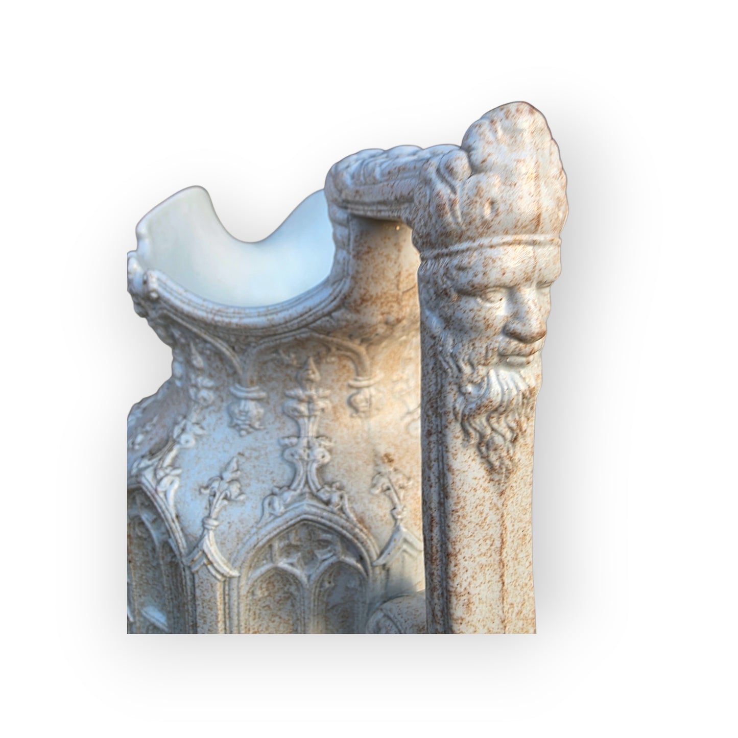 Mid 19th-Century English Antque Moulded Earthenware "Gothic Windows" Jug, Bearing the Mark of Charles Meigh, Dated 1842