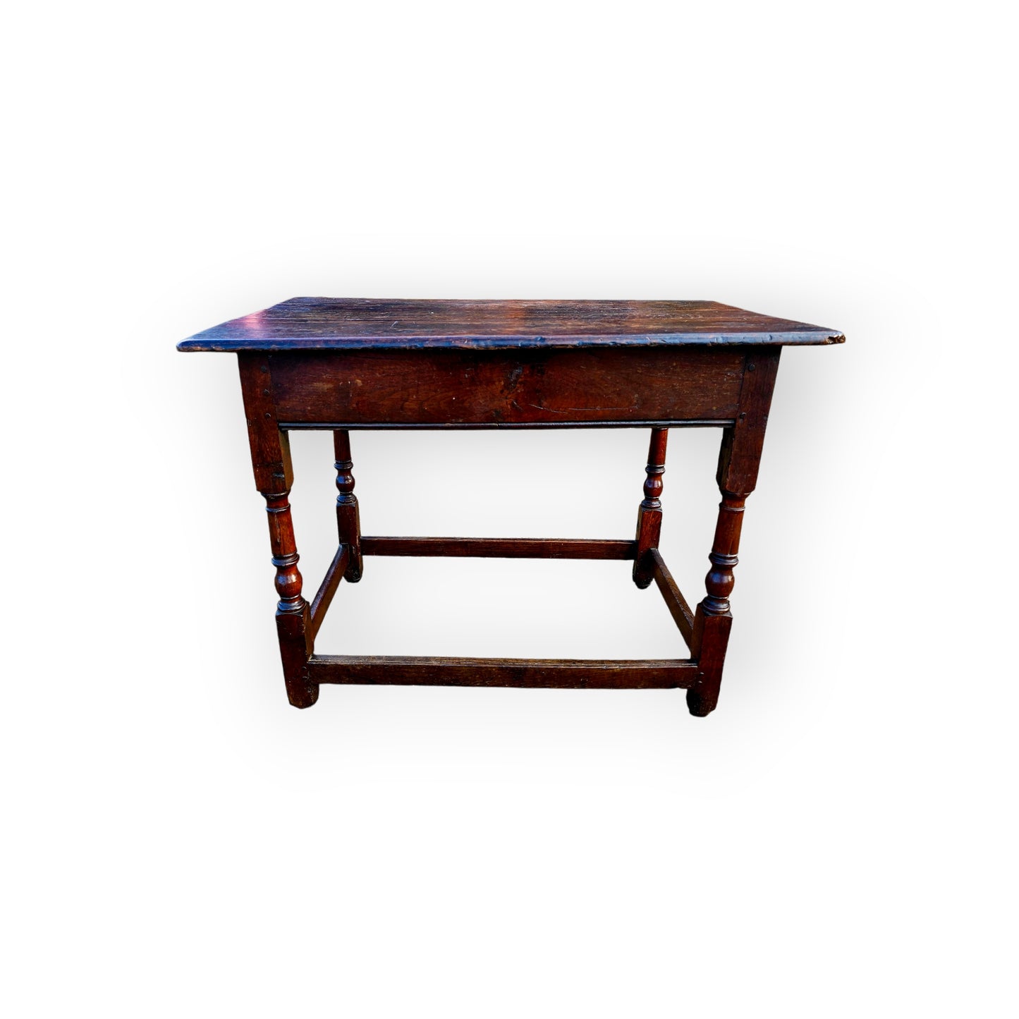 Late 17th-Century English Antique Oak Plank Top Side Table