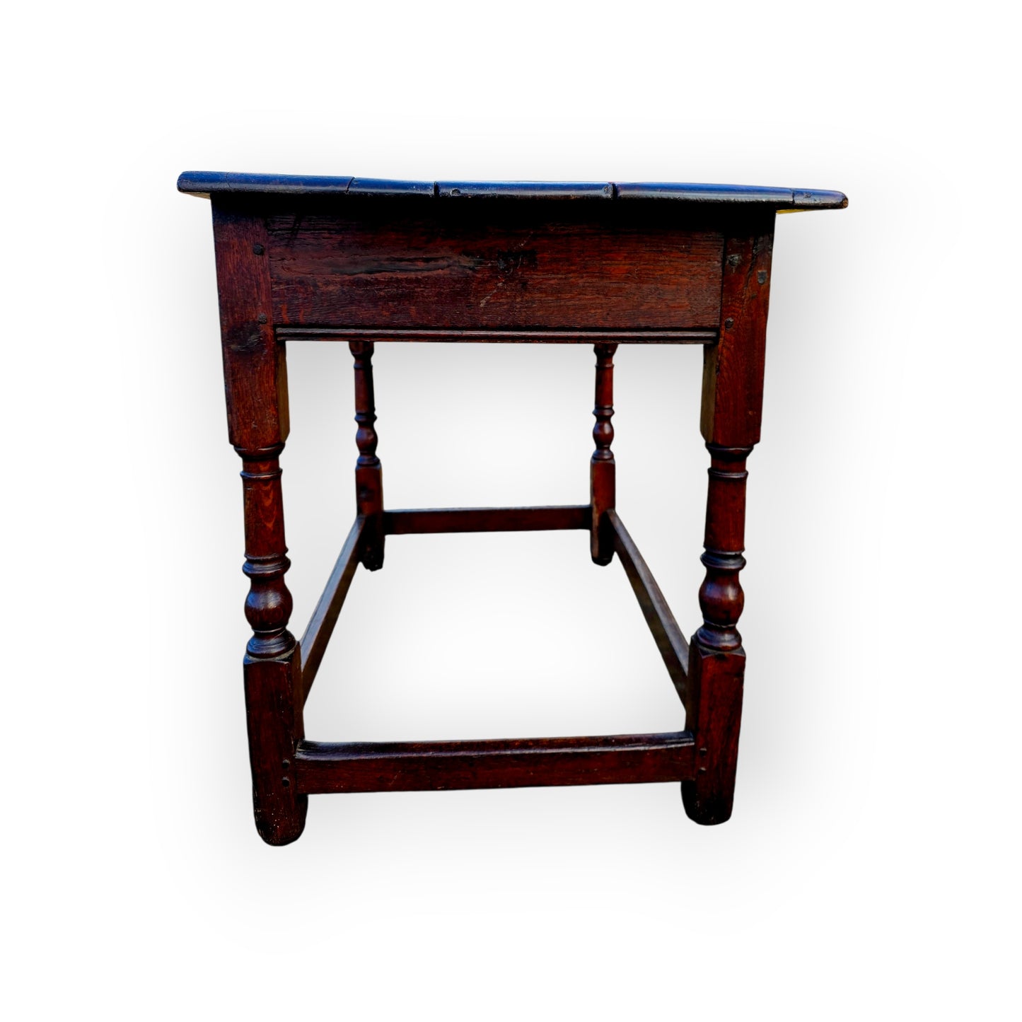 Late 17th-Century English Antique Oak Plank Top Side Table