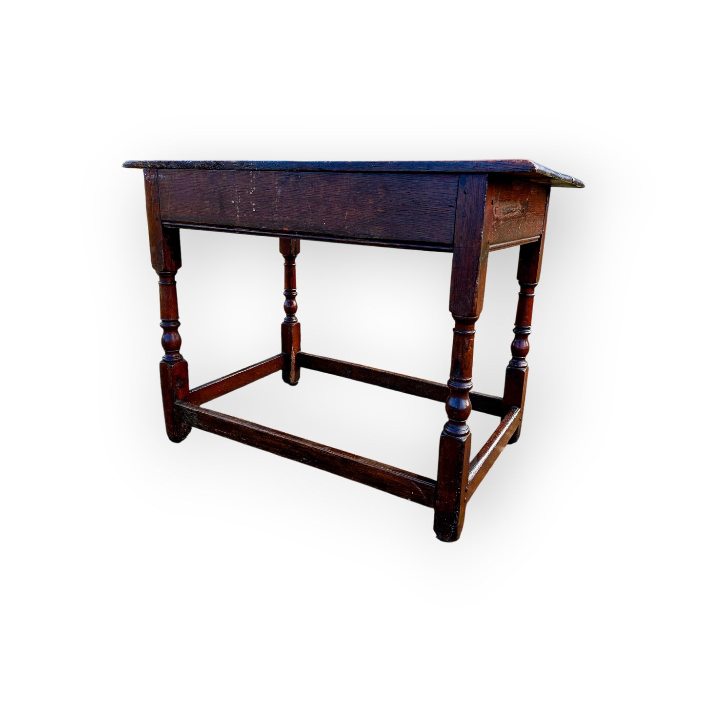 Late 17th-Century English Antique Oak Plank Top Side Table