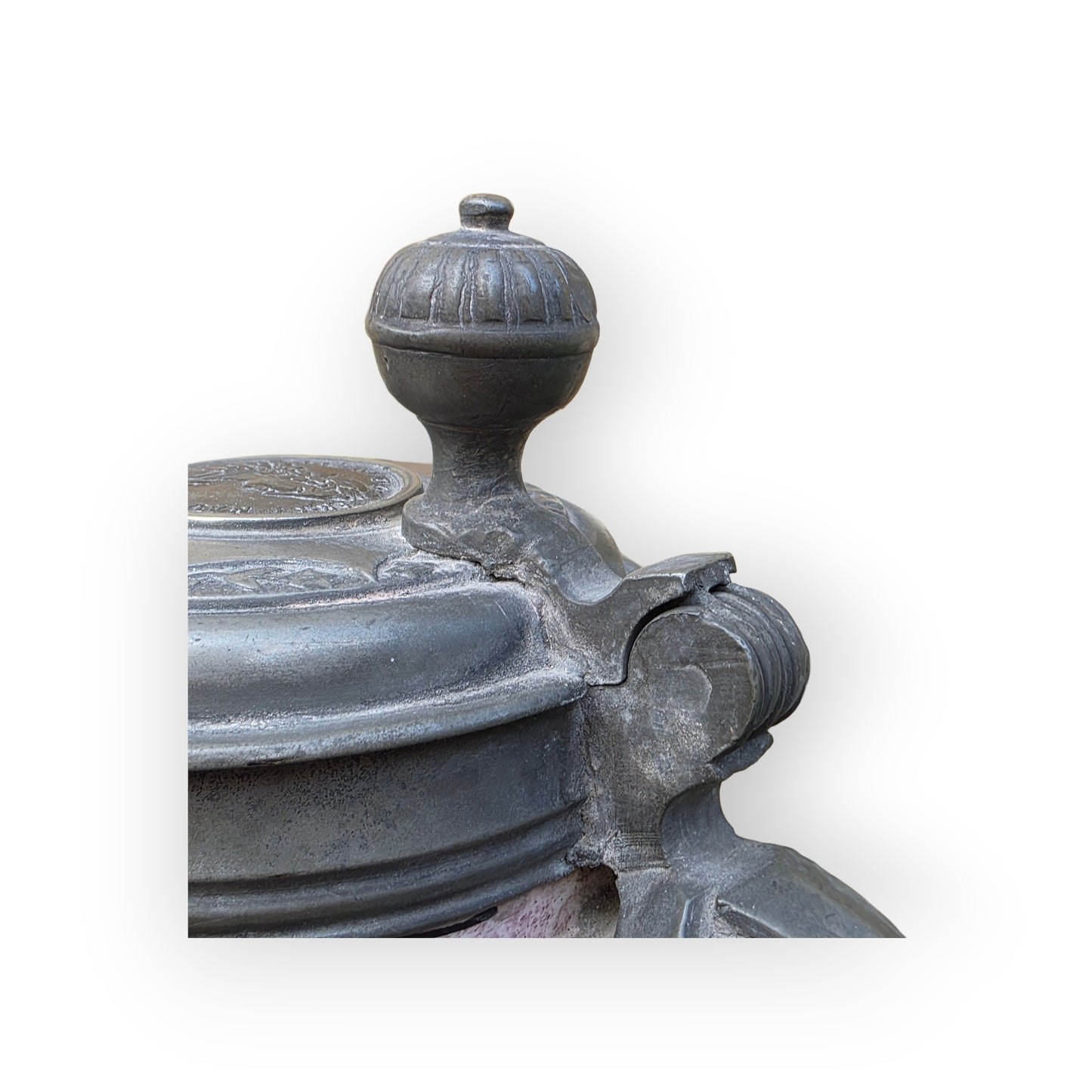 18th‑Century Antique Faience / Tin-Glazed Earthenware Tankard – Lid Inlaid with a Medal of Louis XV