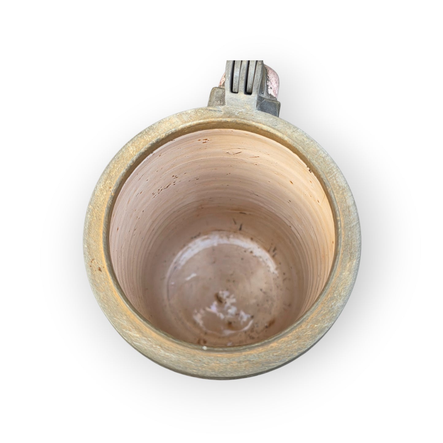 18th‑Century Antique Faience / Tin-Glazed Earthenware Tankard – Lid Inlaid with a Medal of Louis XV