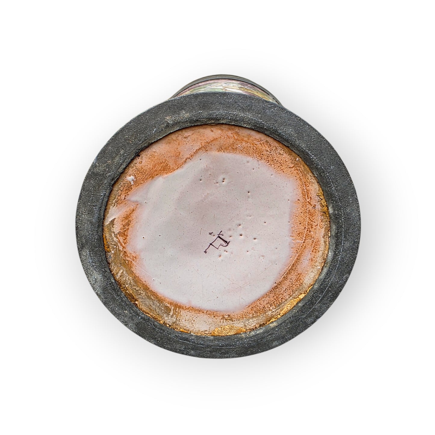 18th‑Century Antique Faience / Tin-Glazed Earthenware Tankard – Lid Inlaid with a Medal of Louis XV